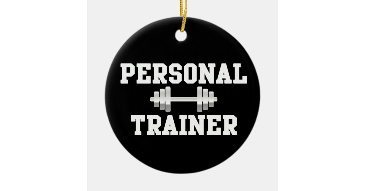 Personal Trainer Black and White Dumbell Training Ceramic Ornament Zazzle