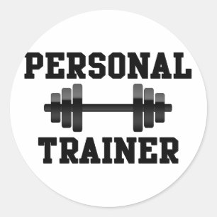 Personal Trainer Black and White Dumbell Training Classic Round Sticker