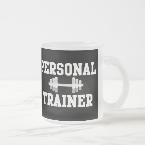 Personal Trainer Black and White Dumbell Training Frosted Glass Coffee Mug