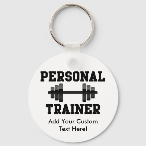 Personal Trainer Black and White Dumbell Training Keychain