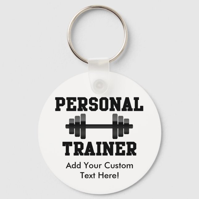 Personal Trainer Black and White Dumbell Training Keychain (Front)