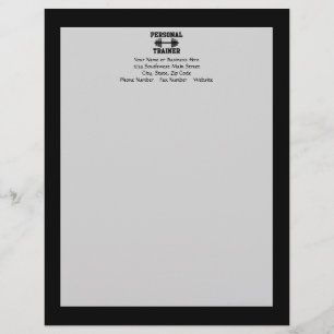 Personal Trainer Black and White Dumbell Training Letterhead