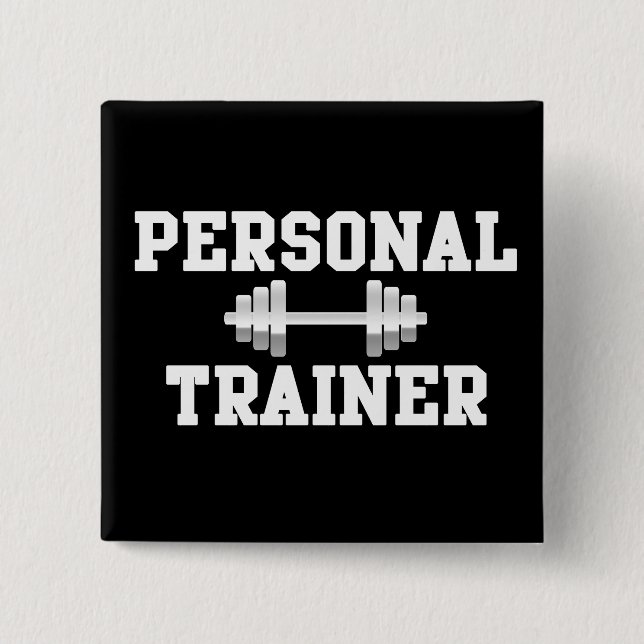 Personal Trainer Black and White Dumbell Training Pinback Button (Front)