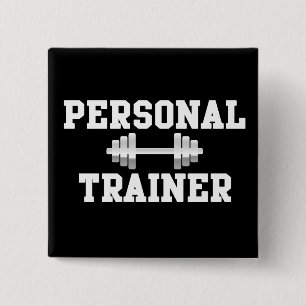 Personal Trainer Black and White Dumbell Training Pinback Button