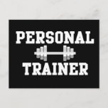 Personal Trainer Black and White Dumbell Training Postcard