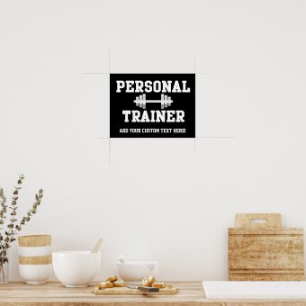 Personal Trainer Black and White Dumbell Training Poster | Zazzle