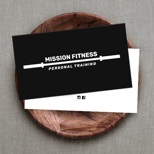 Customizable Personal Trainer Black Barbell Fitness Business Card