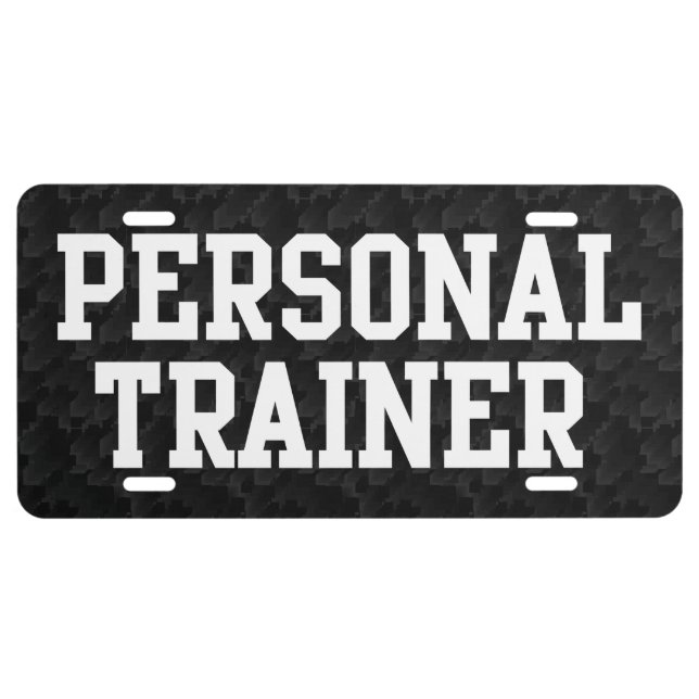 Personal Trainer Black Varsity License Plate (Front)