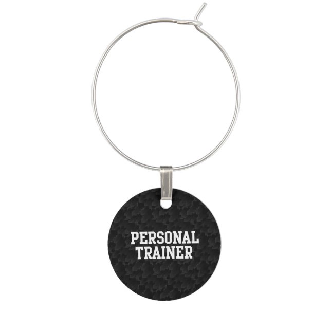 Personal Trainer Black Varsity Wine Charm (Front)