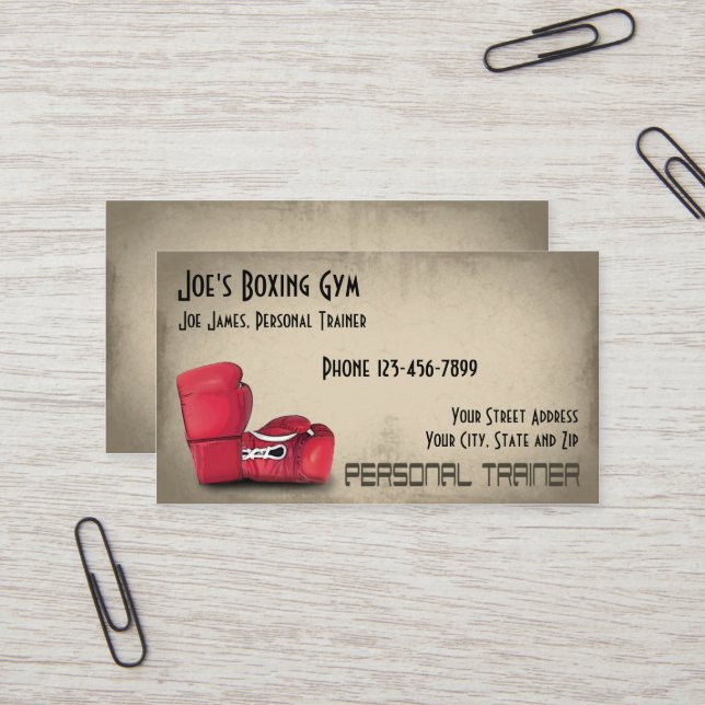 Personal Trainer Boxer Gym Business Card (Front/Back In Situ)