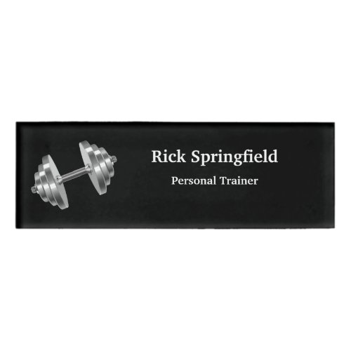 Personal Trainer Classy Barbell Name Tag