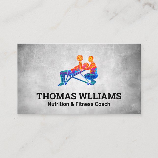 Personal Trainer Coaching | Modern Logo Business Card (Front)