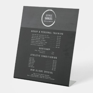 PERSONAL TRAINER CUSTOM CHALK SKETCH LOGO PEDESTAL SIGN