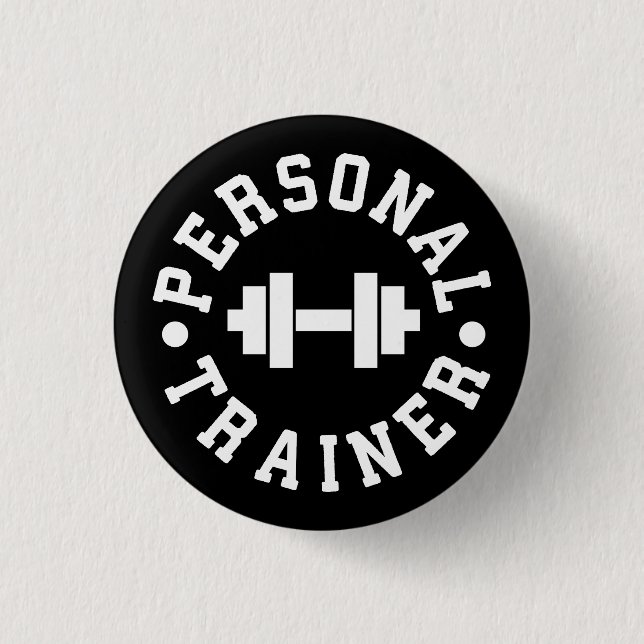 Personal Trainer - Dumbbell Logo - Workout Gym Button (Front)
