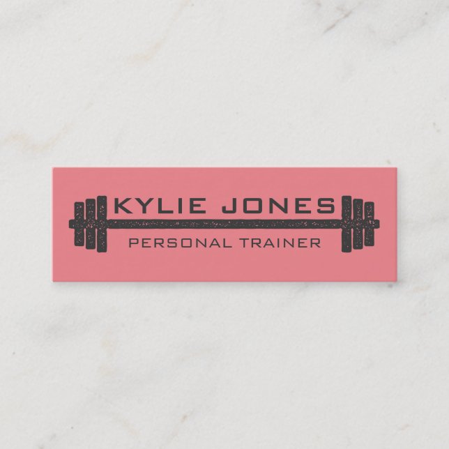 Personal Trainer Fitness barbell weight Mini Business Card (Front)