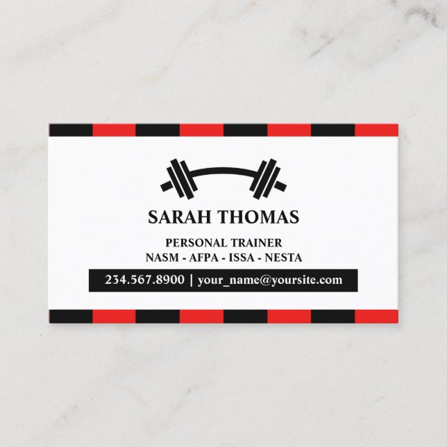 Personal Trainer Fitness Business Card Template (Front)