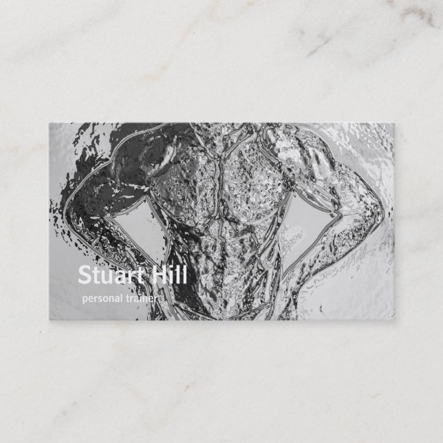 Personal Trainer & Fitness Chrome Muscles Business Card (Front)