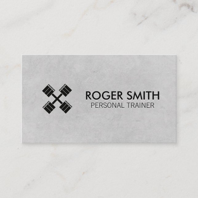 Personal Trainer | Fitness Coach | Cross Dumbbells Business Card (Front)