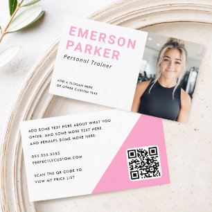 Personal trainer fitness coach photo pink business card