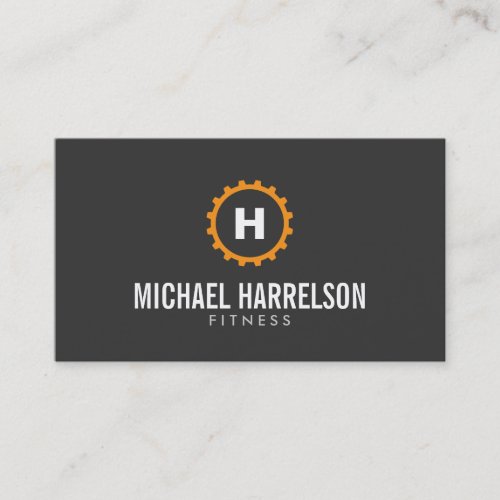 Personal Trainer, Fitness Gear Monogram in Orange Business Card