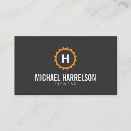 Customizable Personal Trainer, Fitness Gear Monogram in Orange Business Card