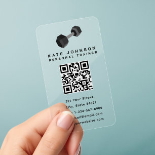 Personal Trainer Fitness Instructor Dumbbell Clear Business Cards