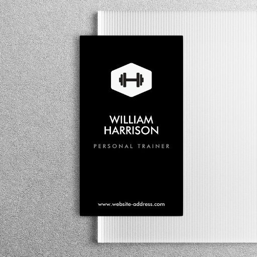 Customizable PERSONAL TRAINER, FITNESS INSTRUCTOR LOGO BUSINESS CARD TEMPLATES