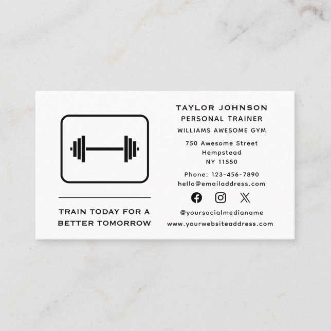 Personal Trainer Fitness Instructor Social Media Business Card (Front)