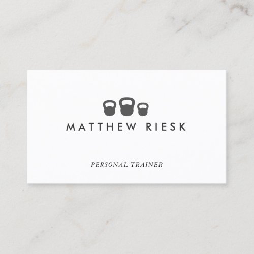 Kettle Bell Personal Trainer Fitness White 2 Business Cards