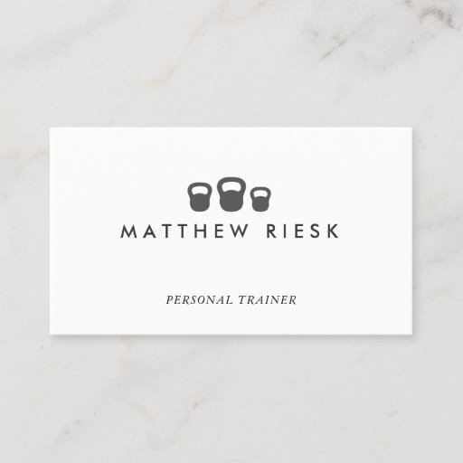 Customizable Kettle Bell Personal Trainer Fitness White 2 Business Cards