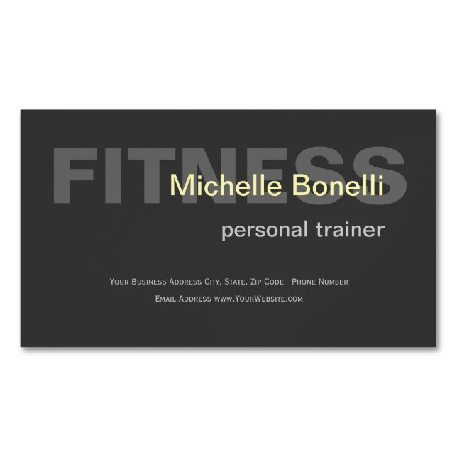 Personal Trainer Fitness Modern Elegant  Business Card Magnet (Front)