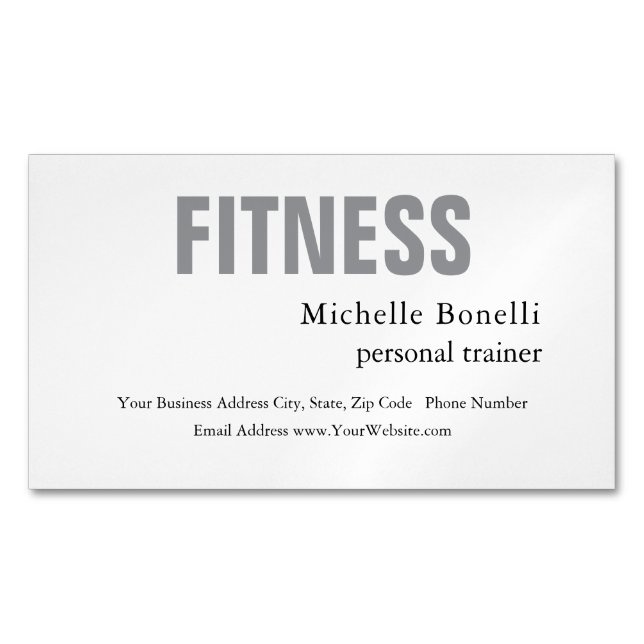 Personal Trainer Fitness Modern Elegant  Business Card Magnet (Front)