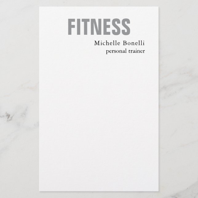 Personal Trainer Fitness Modern Elegant  Stationery (Front)