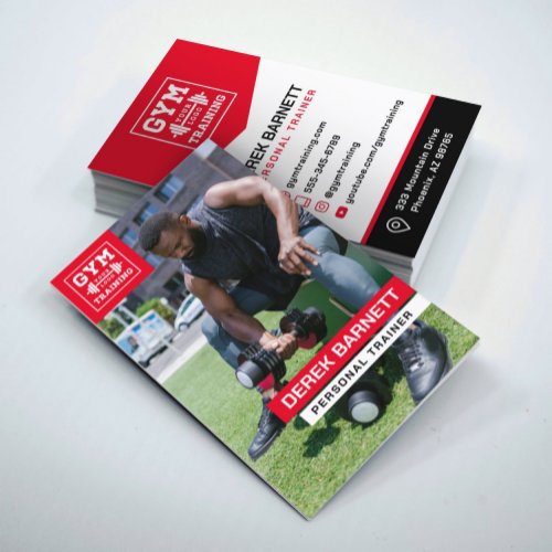 Personal Trainer Fitness Photo Business Card