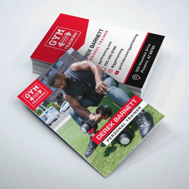 Personal Trainer Fitness Photo Business Card (Creator Uploaded)