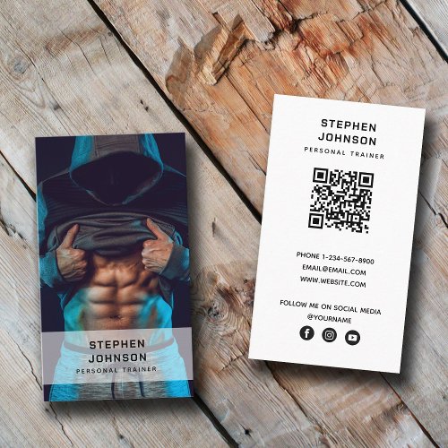 Personal Trainer Fitness QR Code Social Media Business Card