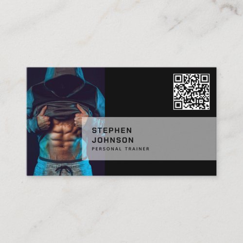 Personal Trainer Fitness QR Code Social Media Icon Business Card