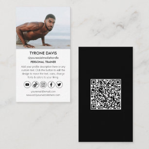 Personal Trainer Fitness Qr Code Social Media Icon Business Card