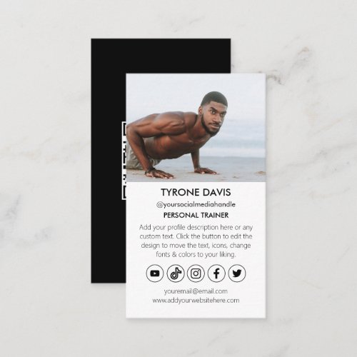 Personal Trainer Fitness Qr Code Social Media Icon Business Card