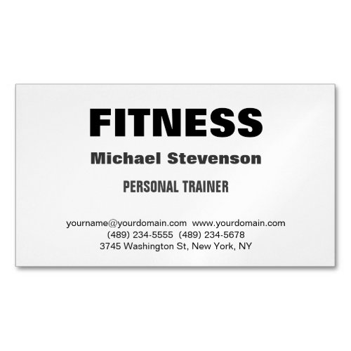 Personal Trainer Fitness Trendy Stylish Magnetic Business Card