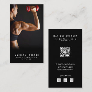 Personal Trainer Fitness Weight Training Photo Business Card
