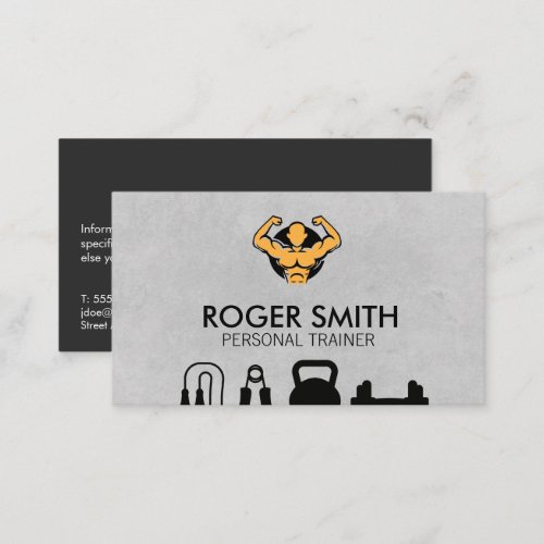 Personal Trainer  Flexing Body Builder  Health Business Card