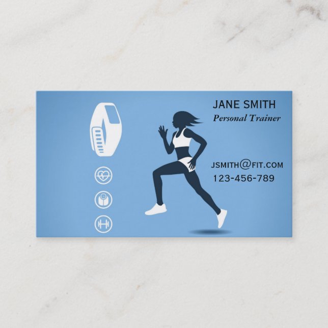 Personal Trainer Freelance Fitness Coach Business Card (Front)
