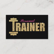 Personal Trainer | Girly Pink Gold Glitter Business Card