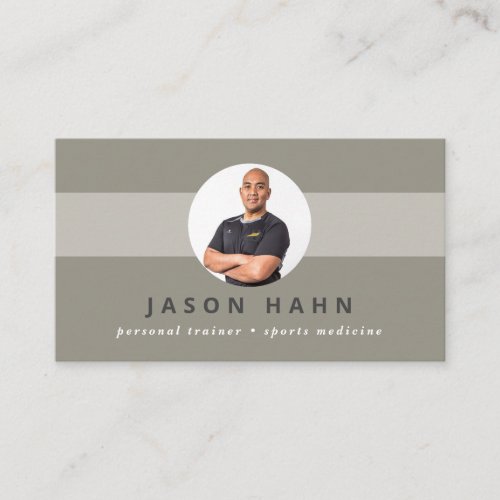 personal trainer greybeige photo business card