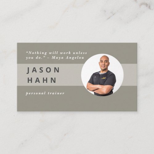 personal trainer greybeige photo business card