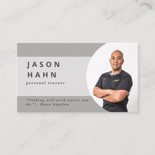 personal trainer grey photo business card