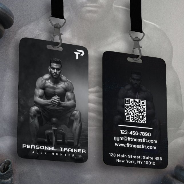 Personal Trainer Gym Fitness Personalized (2 SIDE) Badge (Creator Uploaded)