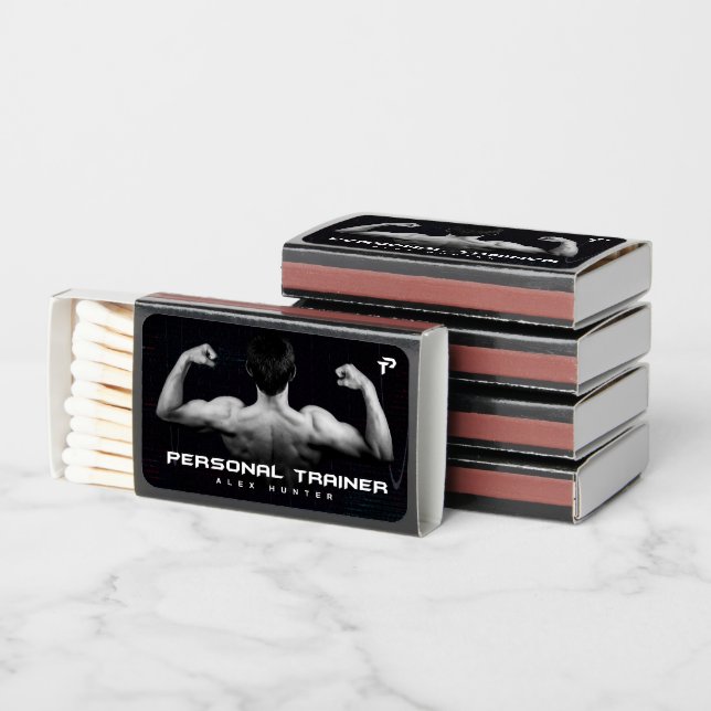 Personal Trainer Gym Fitness Personalized (2 SIDE) Matchboxes (Stacked)