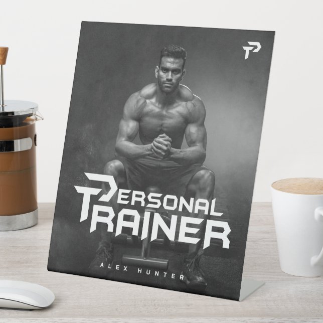 Personal Trainer Gym Fitness Personalized Pedestal Sign (In SItu)